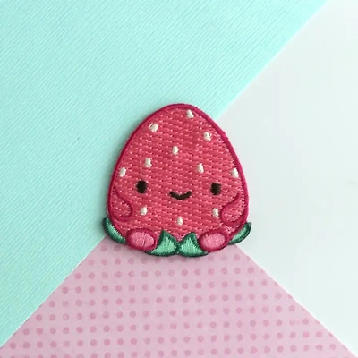 Happy Strawberry Embroidered Iron On Patch