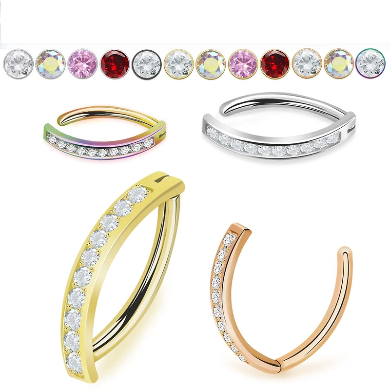 Pave Line CZ Clicker Navel