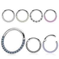 Pave Set Inlay Hinged Hoop 20g - 14g