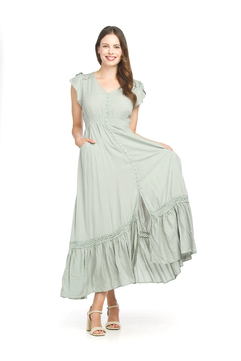 Maxi Dress Solid Lace Inset