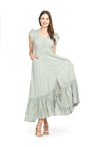 Maxi Dress Solid Lace Inset