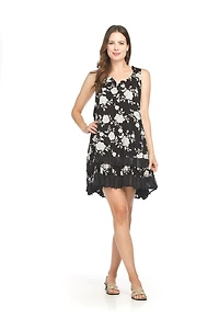Floral Crinkled Ruffle Hem Dress