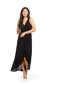 Crinkle Ruffle Trim Maxi Dress