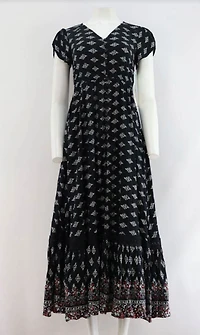 Geo Border Print Short Sleeve Dress
