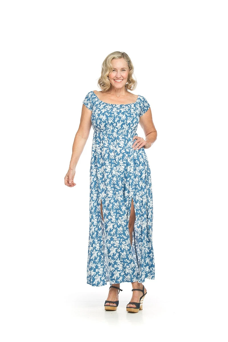 Floral Short Sleeve Smocked Off The Shoulder Dress