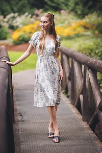 Floral Off The Shoulder Puff Sleeve Dress