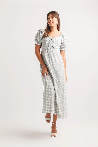 Gimgham Puff Sleeve Dress