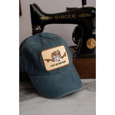 Vintage Teal Toot My Own Horn Patch Hat | Embroidered Patch Dad Hat