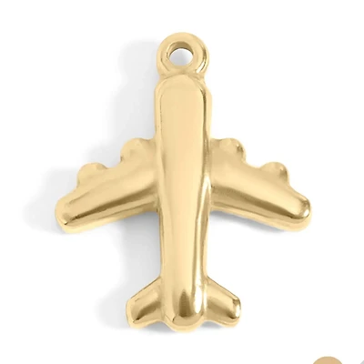 18K Gold Pvd Stainless Steel Airplane Charm