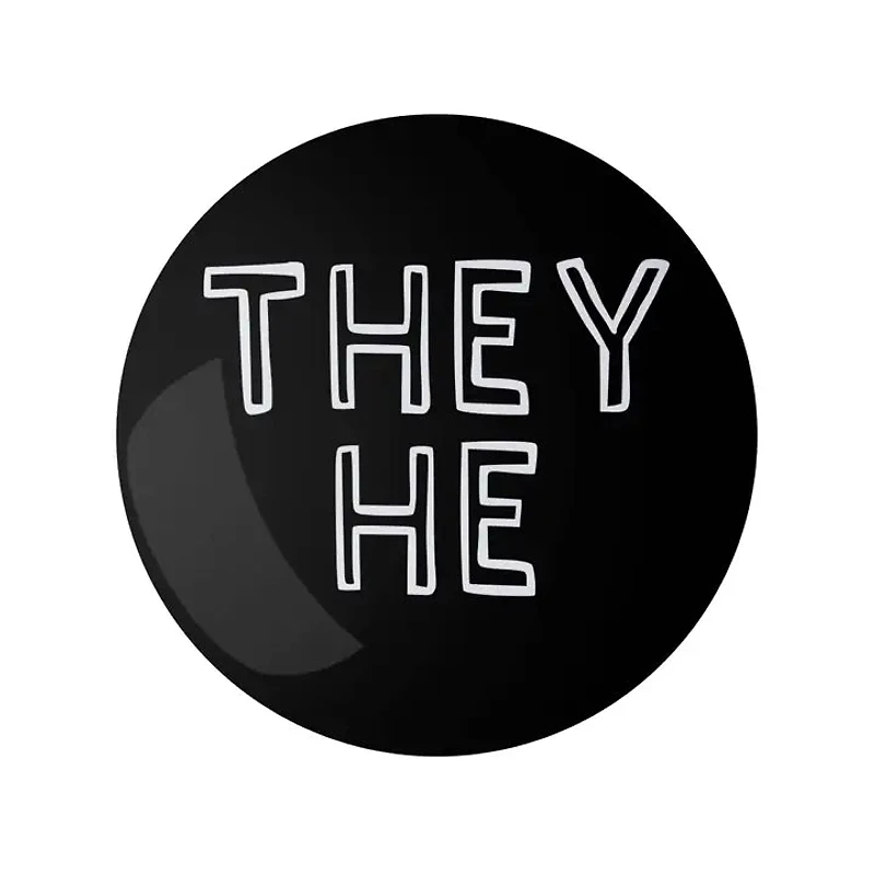 They He Pronoun Pin Black 1.25" Button Badge