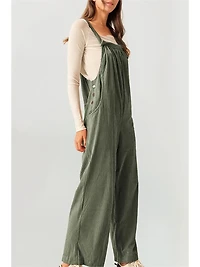 Corduroy Pocketed Wide Leg Loose Fit Plus Overall