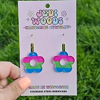Polysexual Pride Flag Flower Earrings
