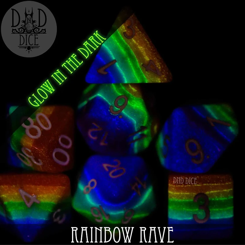 Rainbow Rave Glow Dice Set