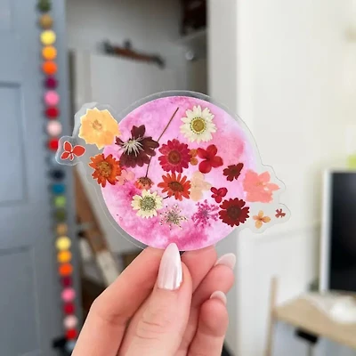 Transparent Pressed Flowers And Moon