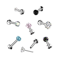 18g Prong Jewel Threadless Labret 3mm Base
