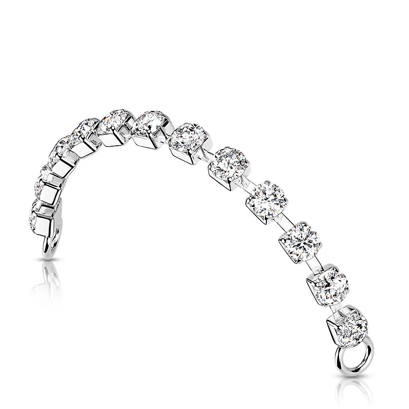 Prong CZ Connector Chain For Nose / Ear