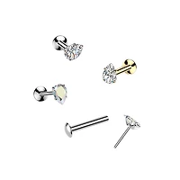 Prong Teardrop CZ Threadless Labret