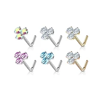 Prong Trinity CZ L-Shape Nose Stud