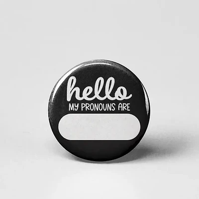 Pronoun Blank Black & White Button