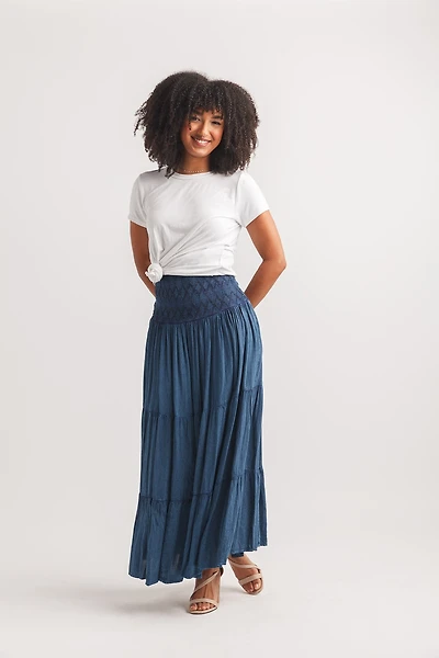 Tiered Embroidered Convertable Skirt
