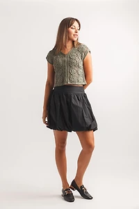 Bubble Hem Skirt With Side Zipper