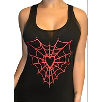 Heart Shaped Spider Web Racerback Tank Top