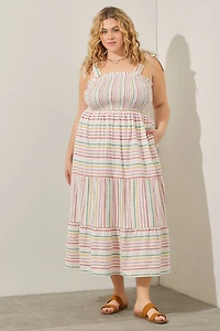 Stripe Smocking Dress Plus