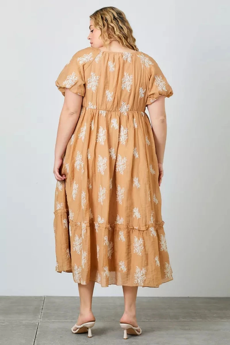 Embroidered Sleeve Maxi Dress