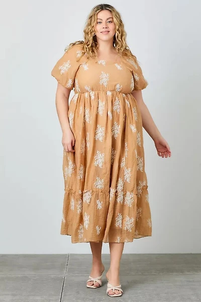 Embroidered Sleeve Maxi Dress