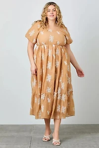 Embroidered Sleeve Maxi Dress