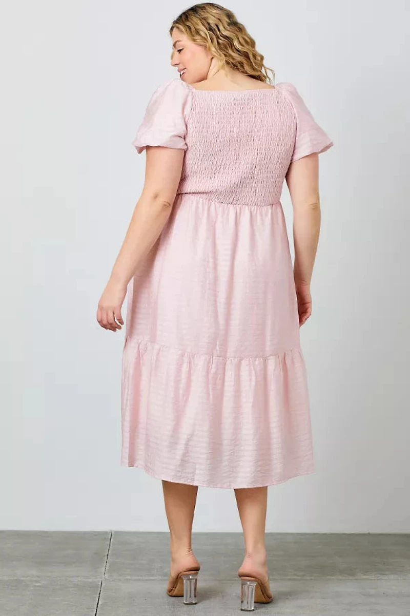Textured Woven Smocked Maxi Dress