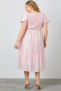 Textured Woven Smocked Maxi Dress
