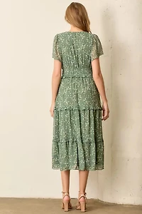 Sage Floral Midi Dress