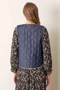 Denim Padded Vest With Tie