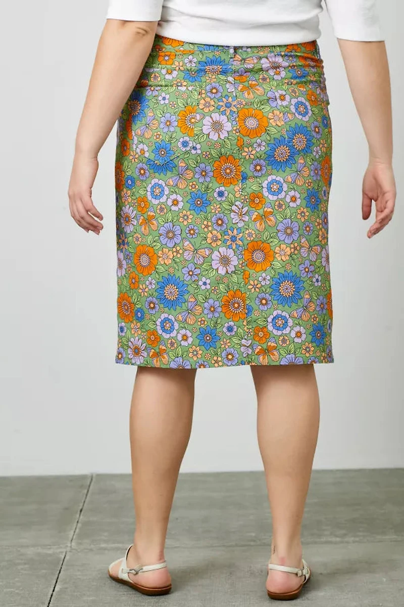 Print Skirt W Square Pocket Plus
