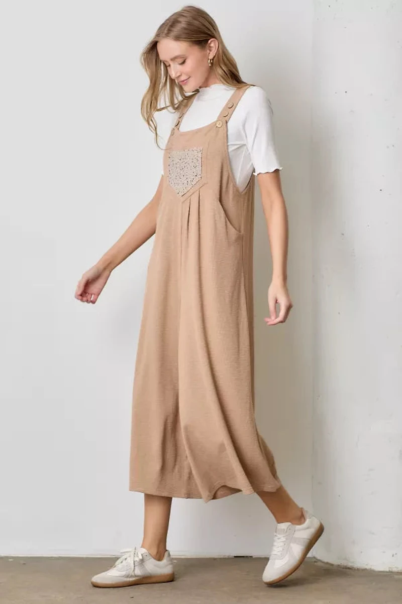 Taupe Floral Pocket Jumpsuit