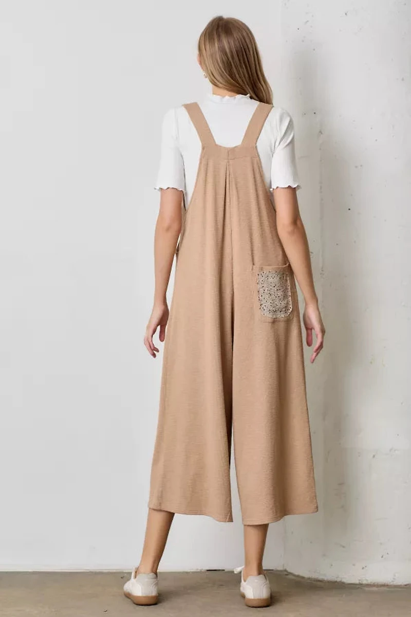 Taupe Floral Pocket Jumpsuit