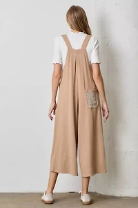 Taupe Floral Pocket Jumpsuit