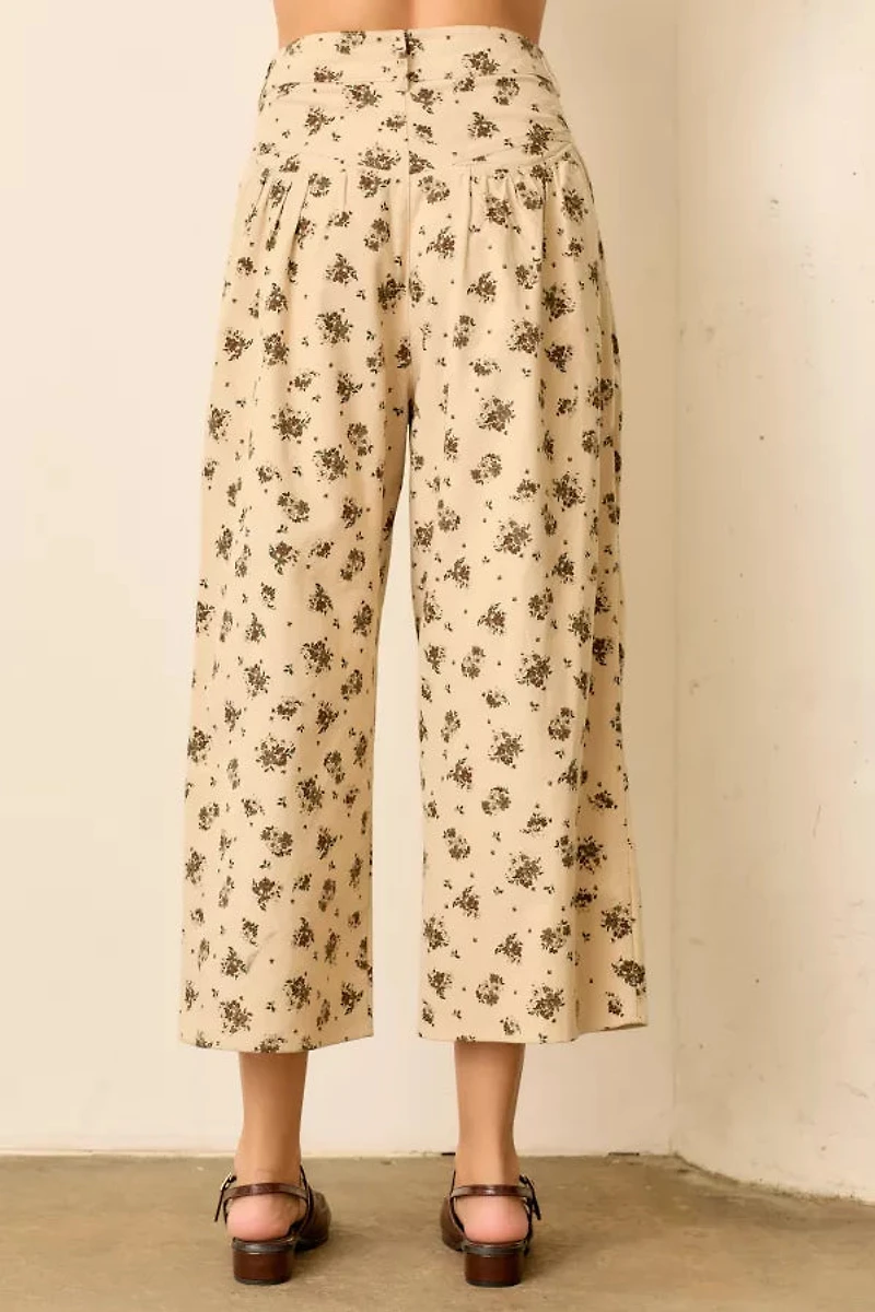 Natural Multi Printed Floral Balloon Pant