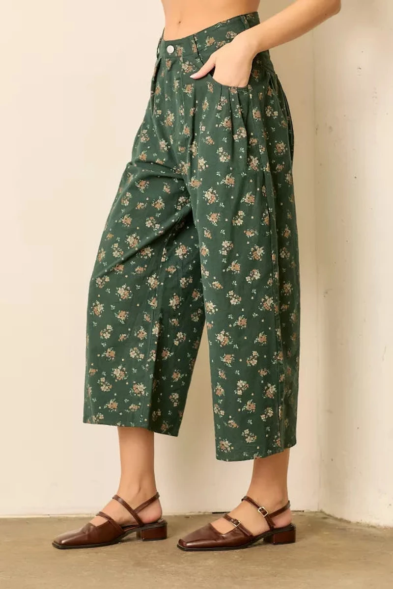 Green Floral PRint Balloon Pant