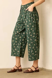 Green Floral PRint Balloon Pant