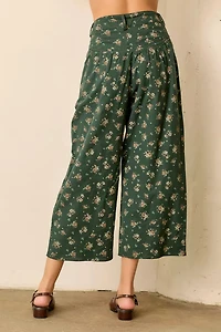 Green Floral PRint Balloon Pant