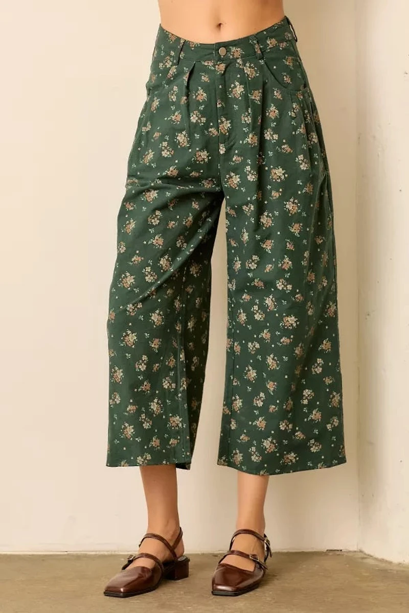 Green Floral PRint Balloon Pant