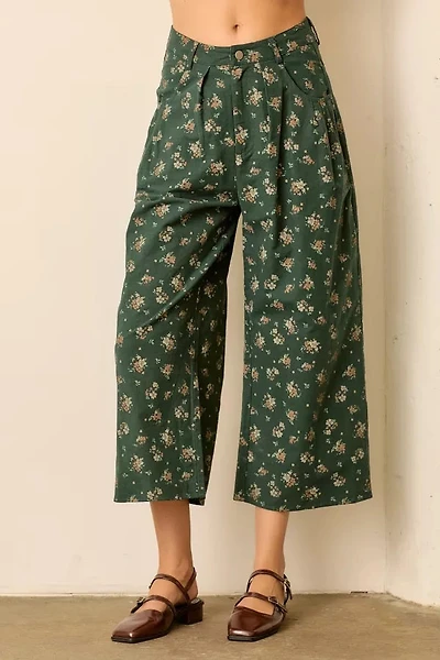 Green Floral PRint Balloon Pant
