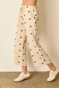 Printed Elastic Waist Pants