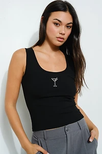 Martini Embroidered Tank Top