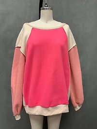 Round Neck Long Slv Colorblock Sweater