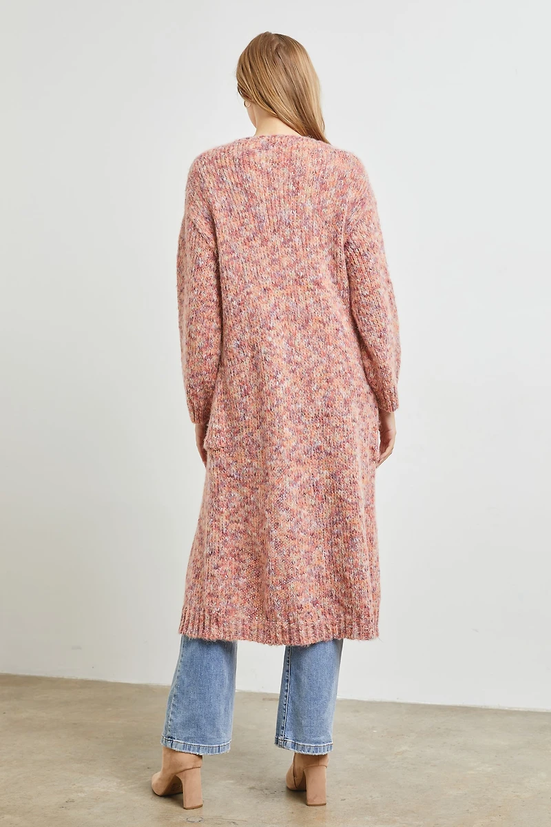 Bubble Sleeve Knit Wooven Cardigan