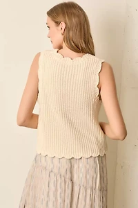 Cream Flower Knit Sweater Vest