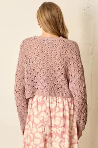 Mauve Pointelle Knit Sweater